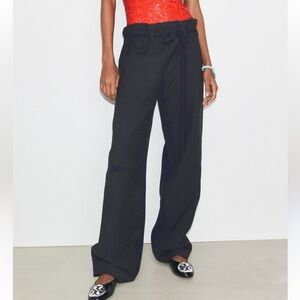 Tory Burch Wide Leg Black Linen Pants